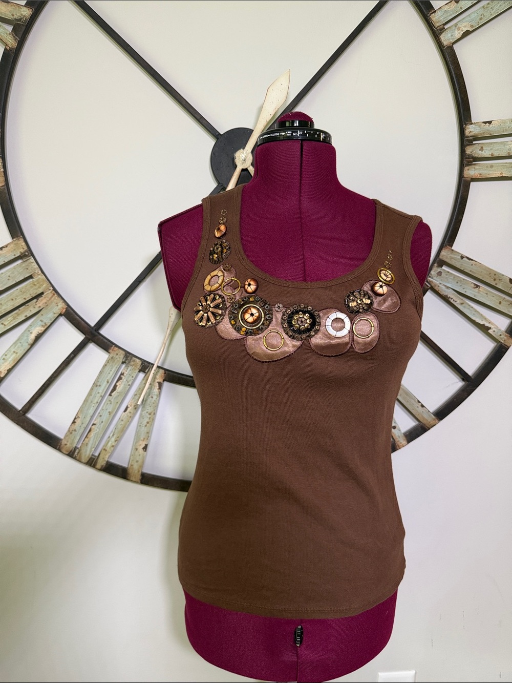 Coldwater Creek Women’s Brown Embellished Tank Top
